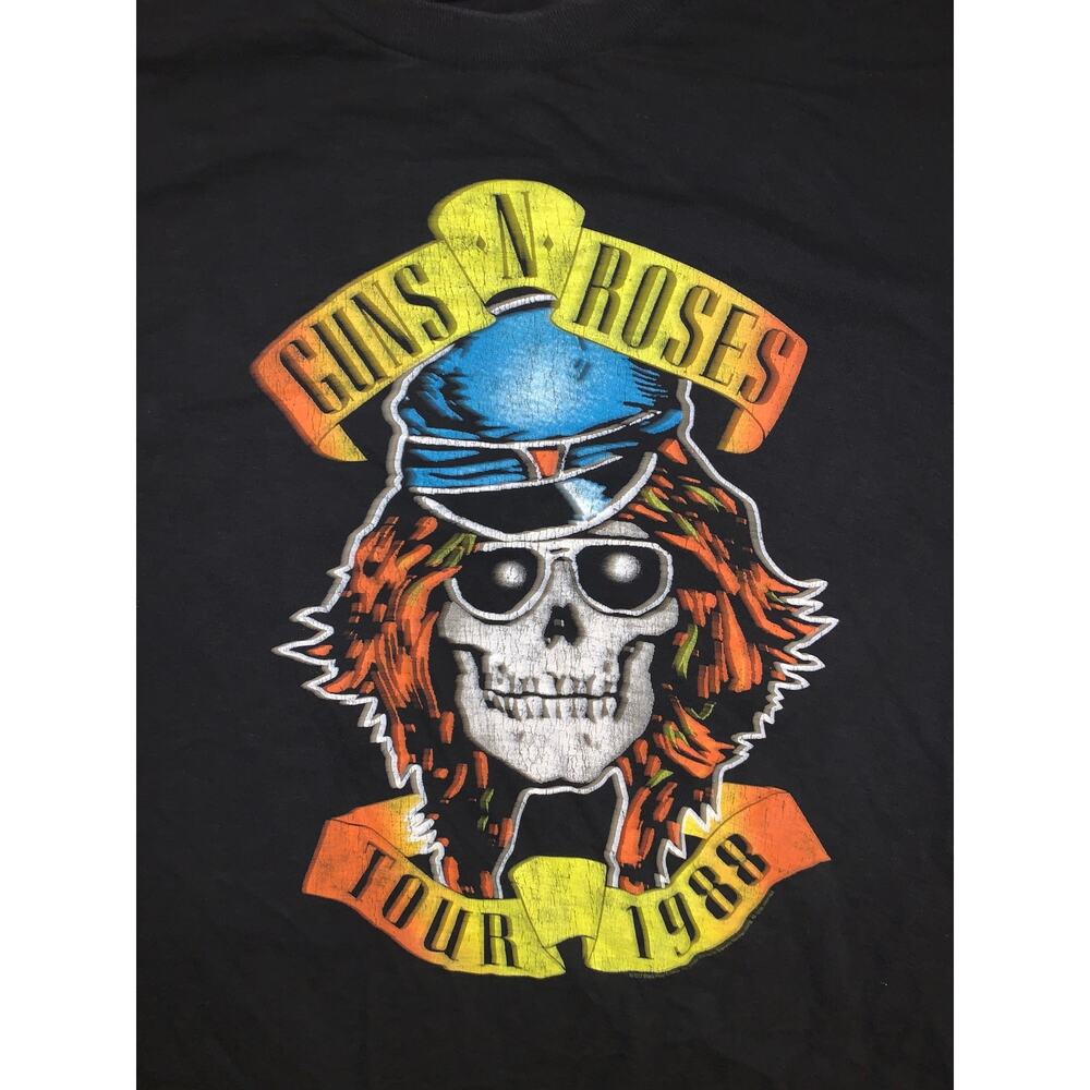 Guns N Roses 1988 Tour Skull Graphic T Shirt Black Rock Band Tee M